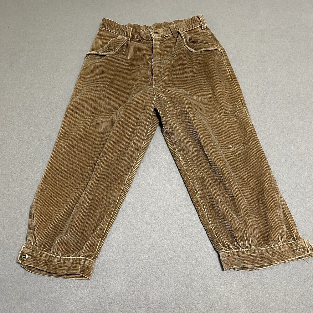 Vtg Womens Corduroy Pants Knickers Tan Cropped Equestrian Talon Zipper Sz 11 - Picture 2 of 16